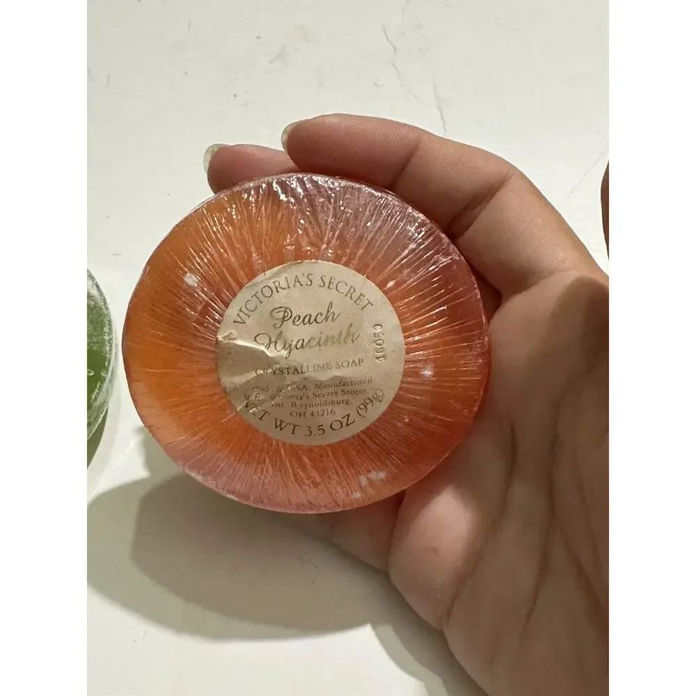 2 Victoria’s Secret Soap Bar pear Glacé Translucent & Peach Hyacinth Crystalline